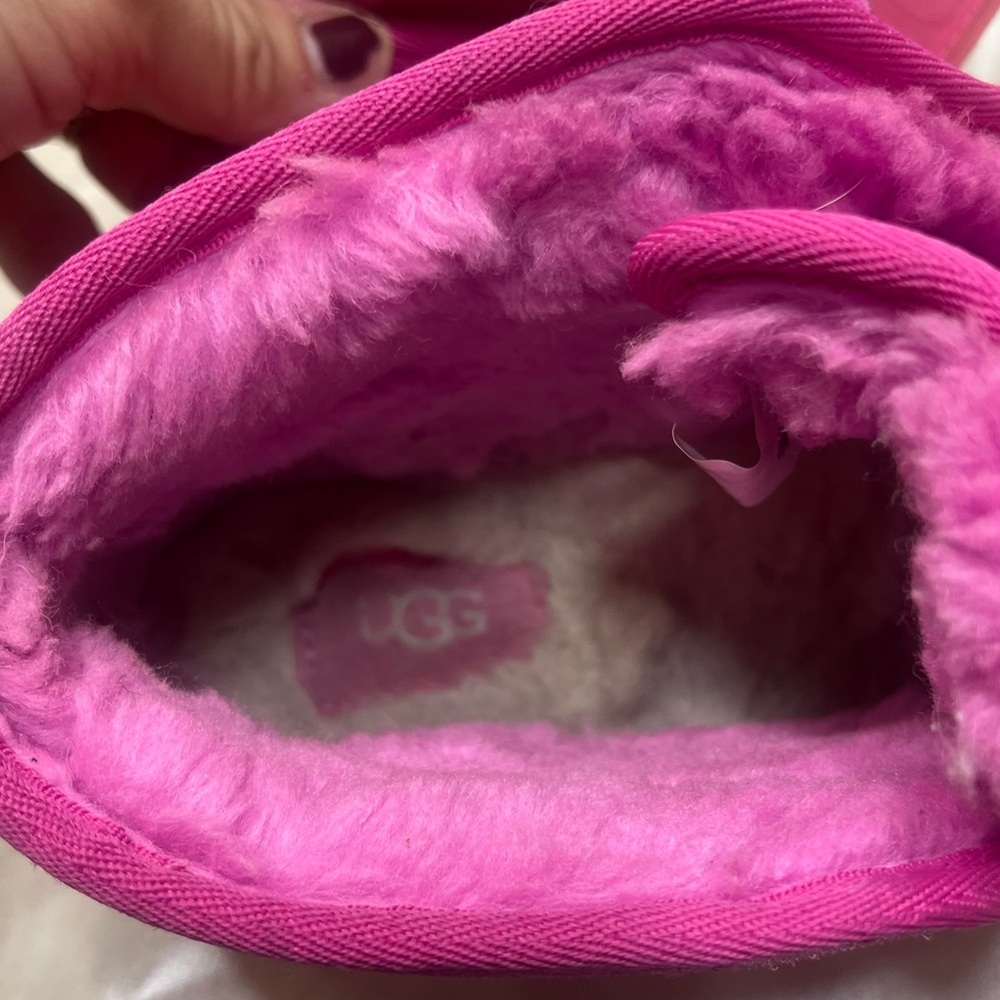 UGG Neumel Clear Chukka Boot Hot Pink Suede Wool Shearling Lined Size 8 - Picture 13 of 16